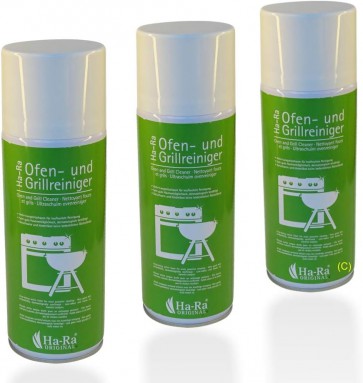 Ha-Ra 3er Set Ofen- & Grillreiniger 400ml I ergiebiger & fettlösender Backofen und Grillreiniger I für Töpfe, Pfannen, Grill & Ofen I geruchsarm, hautverträglich & rückstandslos