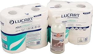 Axis Line Set - LUCART AQUASTREAM - Selbstauflösendes Toilettenpapier + flüssigseife Cremeseife Soft 500ml (2 Pack a 4 Rollen)