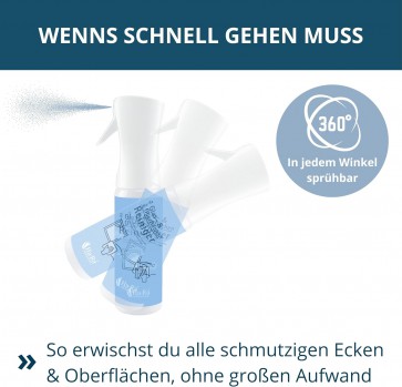 Hans Raab Glas- & Oberflächenreiniger 300 ml (gefüllt) I Universalreiniger-Spray für Haushalt, Garten und Auto I Sparsam, vielseitig & hautfreundlich I rückstandslos & streifenfrei