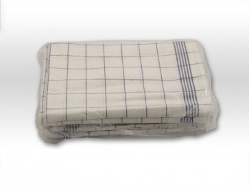 Axis Line Geschirrtücher halbleinen 50cm x 70cm blau kariert 10er Pack