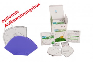 40 x FFP2  Maske Sparpack mit Zertifikat und deutschen Laborbericht je 2 Stück im Beutel + Sonderangebot FFP2 Aufbewahrungsbox dazu