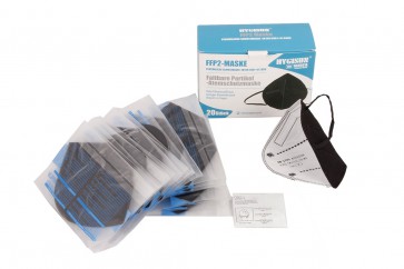 Axis Line 20 x FFP2  Maske schwarz  Sparpack 1 Stück im Beutel verpackt + 6 Nackenhaken