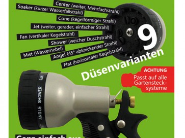 Axis Line Gartenspritze mit 9 Düsenvarianten