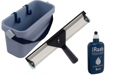 Ha-Ra Fensterreinigung Set: Fensterreiniger 32 cm, 500 ml Vollpflegekonzentrat und ERA 6 Liter Eimer mit 2 Clips