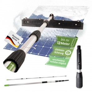 Profi Photovoltaik Teleskopstangenset 12m- Schnee entfernen auf PV Anlage mit Teleskopstange+Schneeschieber+Gripprotector (12 Meter Set)