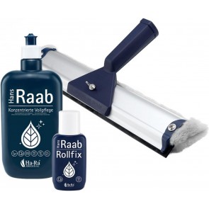 Ha-Ra Fenster-Putz-Set I Fensterwischer 32cm I Konzentrierte Vollpflege 500ml I Rollfix zur perfekten Dosierung I Fenster Reinigungsset I Wischer, Reinigungskonzentrat & leere Rollfix-Flasche