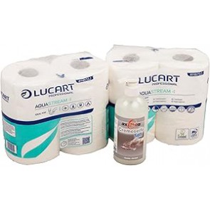 Axis Line Set - LUCART AQUASTREAM - Selbstauflösendes Toilettenpapier + flüssigseife Cremeseife Soft 500ml (2 Pack a 4 Rollen)