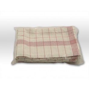 Axis Line Geschirrtücher halbleinen 50cm x 70cm rot kariert 10er Pack
