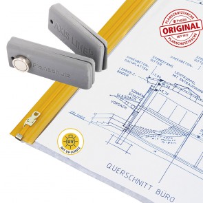 HELE original DIN A0 oversize Planschutztaschen, Planschutztaschen mit Gleitverschluss und UV-Schutz wetterfest und wasserfest für Baupläne incl. 1x Magnetklammer (900x1400 DIN A0 oversize - 5 Stück)