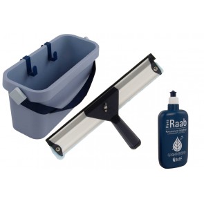 Ha-Ra Fensterreinigung Set: Fensterreiniger 32 cm, 500 ml Vollpflegekonzentrat und ERA 6 Liter Eimer mit 2 Clips