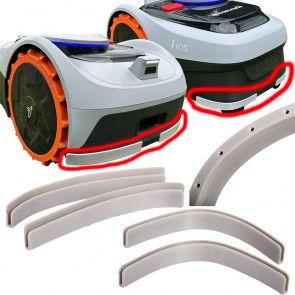 Axis Line 4x Kantenschutz kompatibel mit Rasenmäher Segway Navimow i105e & i108e Schutz Bumper Tuning Mähroboter - einfach gesteckt, kein kleben - Farbe grau mit Wasserablauflöchern