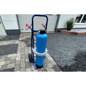 Flaschenwagen 2.0 mit Schiebemechanismus für rückenfreundliches Flaschen entleeren für Mischbettharz Flasche 25 Liter