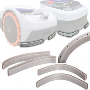 Axis Line 4x Kantenschutz kompatibel mit Rasenmäher Segway Navimow i105e & i108e Schutz Bumper Tuning Mähroboter - einfach gesteckt, kein kleben - Farbe grau mit Wasserablauflöchern