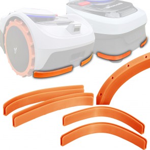 Axis Line 4x Kantenschutz kompatibel mit Rasenmäher Segway Navimow i105e & i108e Schutz Bumper Tuning Mähroboter - einfach gesteckt, kein kleben - Farbe orange mit Wasserablauflöchern