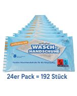 Axis Line Feuchte Waschhandschuhe, 24 x 8 Stück (192 Einweg-Waschhandschuhe), pH-neutral, parfümfrei, einzeln verpackt