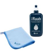 Ha-Ra Fenster-Putz-Set – Konzentrierte Vollpflege 500 ml – Hammer Microfaser-Tuch in 50 x 67 cm – Fenster Reinigungsset