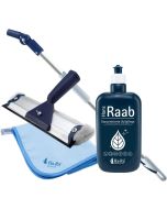 Ha-Ra Fenster-Putz-Set – Fensterwischer Standard 32 cm – Hammer Microfaser-Tuch in 50 x 67 cm – Vollpflege 500 ml