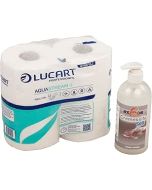 Axis Line Set – Lucart Aquastream 4 Selbstauflösendes Toilettenpapier Camping & Boot, 4 Rollen + Cremeseife Soft 500 ml – WC Papier Wohnmobil