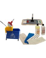 Axis Line Wischmopp-Set 10-teilig – Putzeimer mit Presse 17 L, 40 cm Bodenwischer, 5 Mopps & 2 Reinigungsmittel, für Laminat, Parkett & Fliesen