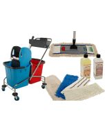 Axis Line Wischmop Komplettset mit Doppelfahrwagen Reinigungswagen 25 Liter Chrom und Ersatzmöppe und 2 x Profi Reinigungsmittel 50 cm Breite