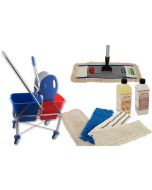 Axis Line Wischmop Komplettset mit Doppelfahrwagen extra hoch und Ersatzmöppe und 2 x Profi Reinigungsmittel 50 cm breit
