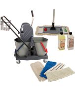 Axis Line Wischmop-Komplettset 50 cm – Doppelfahrwagen 2 × 17 L, Wagenlänge 71 cm