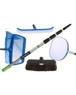 Axis Line Pool- & Teich-Reinigungsset 6 m – Teleskopstange, 2 Kescher & 2 Bürsten