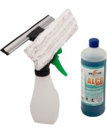 Axis Line 3-in-1 Fensterreiniger 25 cm mit 250-ml-Sprühbehälter und Alco Glanz 1 Liter