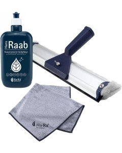 Ha-Ra Fensterputz-Set 32 cm mit Vollpflege 500 ml und Star-Tuch Anthrazit 40 × 40 cm