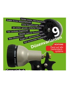 Axis Line Gartenspritze mit 9 Düsenvarianten