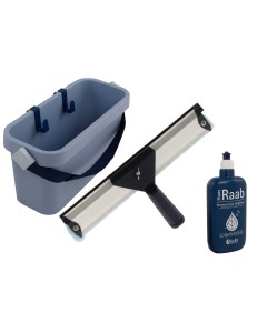 Ha-Ra Fensterreinigung Set: Fensterreiniger 32 cm, 500 ml Vollpflegekonzentrat und ERA 6 Liter Eimer mit 2 Clips