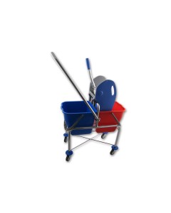 Axis Line Reinigungswagen Doppelfahrwagen mit Presse – Extra Hoch, kein Bücken, 2x 17 L Eimer, Verchromtes Gestell, Lenkrollen, Profi Qualität