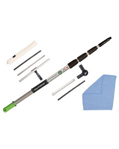 Axis Line Teleskopstange Fensterreinigung & Photovoltaik Reinigungsset 6 m – 45 cm Kombi-Wischer, Softlippe, Gelenk 180 Grad & Mikrofasertuch