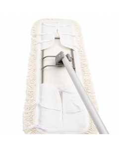 Axis Line Profi Bodenwischer Edelstahl - Komplettset 120 cm / 160 cm, Wischmop 100% Baumwolle, Halter Rostfrei, für Turnhalle, Tanzschule, Firma