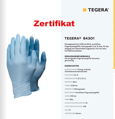 Zertifikat Handschuhe